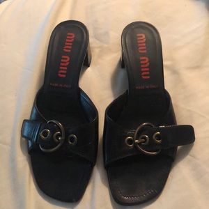 Vintage 90s Miu Miu leather slides / mules